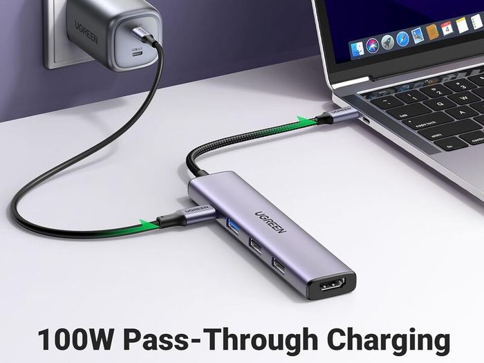 C Hub, Revodok 5-in-1 USB Hub for Laptops, 4K HDMI to USB-C Adapter, 100W PD, 3 USB-A Data Ports, Aluminum Compact Multiport Adapter for MacBook Air/Pro, HP, Dell, iPad, Galaxy Dex