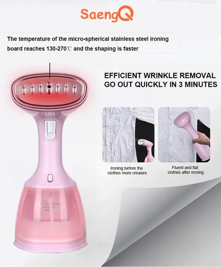 saengQ Steam Iron Garment Steamer Handheld Fabric 1500W Travel Vertical 280ml Mini Portable Home Travelling For Clothes Ironing