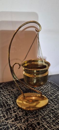 vintage brass hanging pot