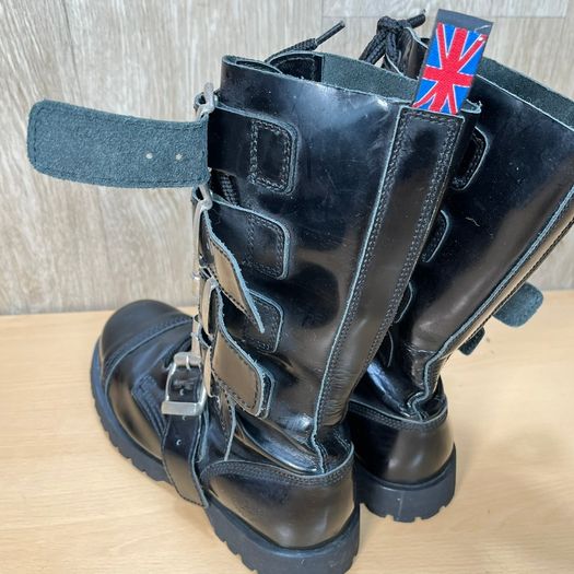 Alpha Rangers 14 Hole Black Combat Boots Buckle Gothic Biker Size UK 6 EU 40