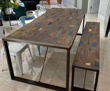 2.2M large funky dining table and bench