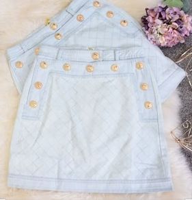 O'Dressy stunning denim Versace style mini skirt Perfect condition size UK8 EU36 Postage included
