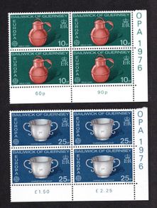 1976 Guernsey Europa Handcrafts Commemorative Stamps Block of 4 Mint Never Hinged (MNH)