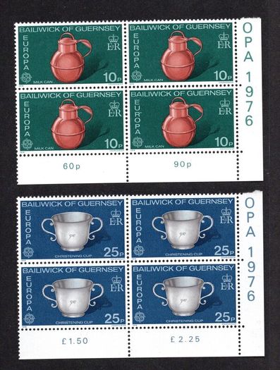 1976 Guernsey Europa Handcrafts Commemorative Stamps Block of 4 Mint Never Hinged (MNH)