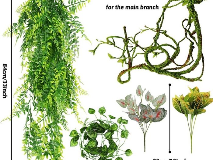Reptile Plants, Terrarium Hanging Plant Vines Artificial Leaves Reptile Hide, Leopard Gecko Tank Accessories, Terrarium Decorations for Bearded Dragon Lizard Snake Geckos Chameleon (FREE POSTAGE)