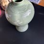 Vintage Korean Ceramic Vase Flying Cranes Image 4