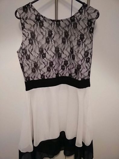 Pink Brand Black Lace and White Dress