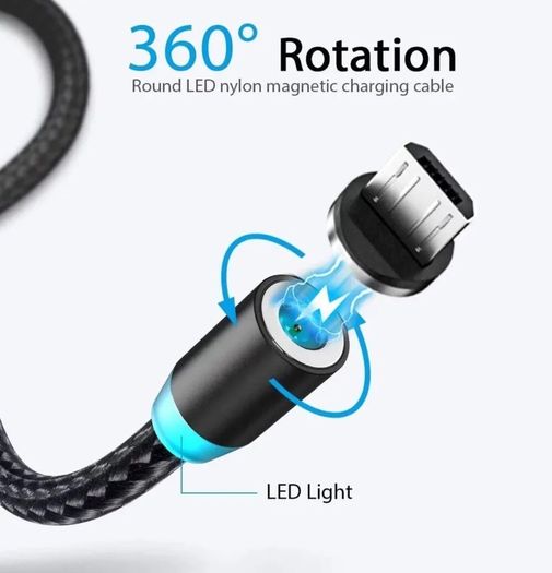 3in1 Magnetic USB Cable Charger FAST Charging Type-C Micro iOS