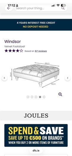 DFS Windsor Velvet Footstool