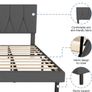 King Bed Frame, Dark Grey, Upholstered Wooden Slat Bed Image 6