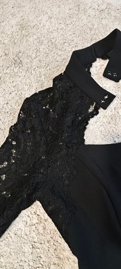 River Island Black Lace High-Neck Skater Mini Dress - Size 12