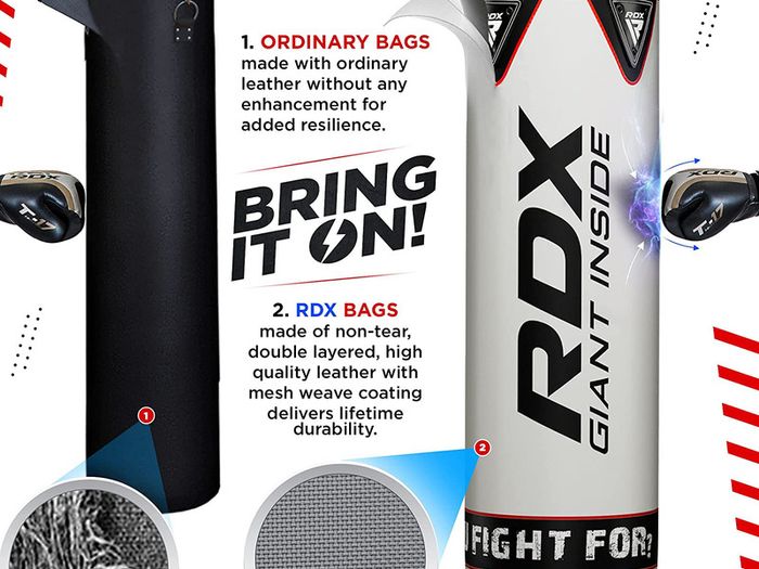 _Punch Bag for Boxing Training, 4FT 5FT Unfilled 4PC Set Muay Thai Training Gloves with Punching Mitts Hanging Chain Wall Bracket, Great for MMA, Martial Arts Kick Boxing