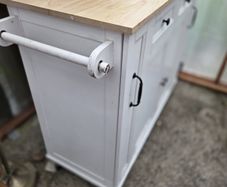 White Kitchen Island Butcher Block Storage Unit