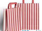 Lot of 20 pcs RED striped Candy bags with handles size 18 x 23 x 8 cm excellent for parties, b'day, wedding, candy cart , Sweet bags with handles