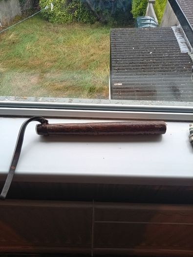Vintage An Garda Siochana Wooden Baton. Truncheon with Leather Strap. 1960-1980s