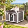 Outdoor Cat House Weatherproof Wooden Cat Shelter with Window and Openable Roof Image 3