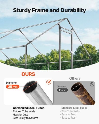 Large Metal Chicken Coop 3 x 3 x 2 m  Walk-in Chicken Run House with Waterproof Cover and Sturdy Frame