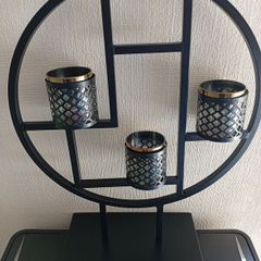 Sia black wrought iron 3 tea light candles
