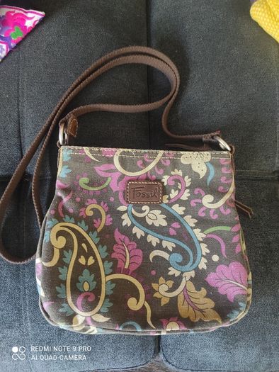Fossil canvas shoulder bag