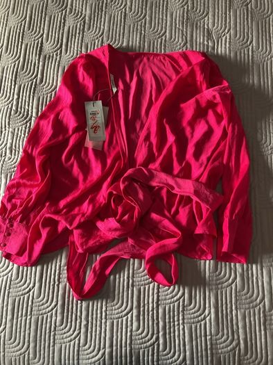 Only Beautiful Pink Wrap Blouse Size UK 8