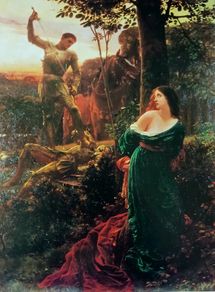 An Original Rare Antique Print from Picture Relics - Belle Dame Sans Merci by 'FRANK CADOGAN COWPER' Dated: 1926