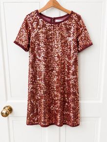 Girls rose gold sequin dress age 10