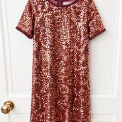 Girls rose gold sequin dress age 10