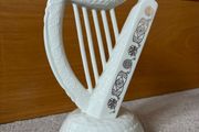 Vintage Irish Donegal Parian China Trinity Harp Ornament