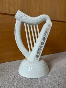 Vintage Irish Donegal Parian China Trinity Harp Ornament