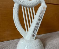 Vintage Irish Donegal Parian China Trinity Harp Ornament