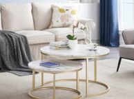 main image for ad 2 in 1 Marble Texture Coffee Table For Living Room Sofa Side Round