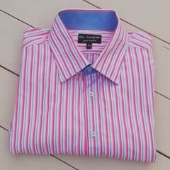 Marks and Spencer Autograph mens striped pure cotton long sleeve shirt 2-3xl size