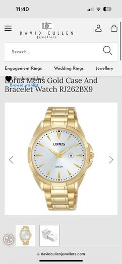 Lorus Mens Gold Case And Bracelet Watch RJ262BX9