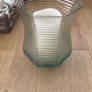 Large 8.5" tall flarred scalloped Aqua Glass Candle Holder or Vase with LED Candle Image 2
