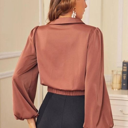 Satin Blouse Rust/Brown