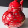 Chinese Red Porcelain Gold Dragon Tea Set Image 8