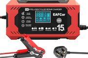 15Amp Car Battery Charger, 12V Smart Trickle Charger and Maintainer, LCD Screen Maintainer/Pulse Repair Activation Pack for Car, Motorcycle, Lead Acid Batteries &amp; AGM. (15A)