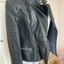 womans black leather jacket Image 4