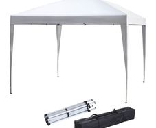 3 x 3m Pop Up Gazebo, No Side Walls, for Parties, Picnic, with Carrying Bag, White