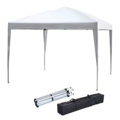3 x 3m Pop Up Gazebo, No Side Walls, for Parties, Picnic, with Carrying Bag, White