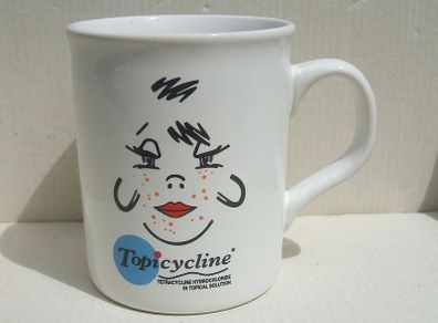 TOPICYCLINE (Shire Pharmaceutical Ltd) - a scarce promotional mug for an acne treatment medicine (late 1980's)