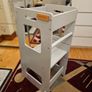 KiddyMoon Toddler Learning Tower, Montessori Kitchen Step Stool, Height Adjustable (3 Levels), Safety Rail, Light Grey Image 8