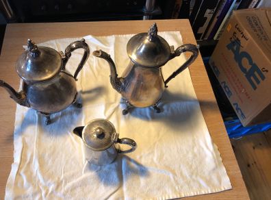 Antique Coffee pots + silver jug