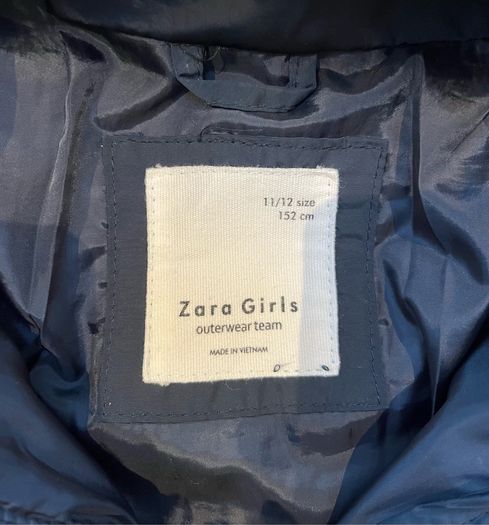 ZARA - Navy Padded / Puffa / Coat / Jacket - Girls Age: 11/12