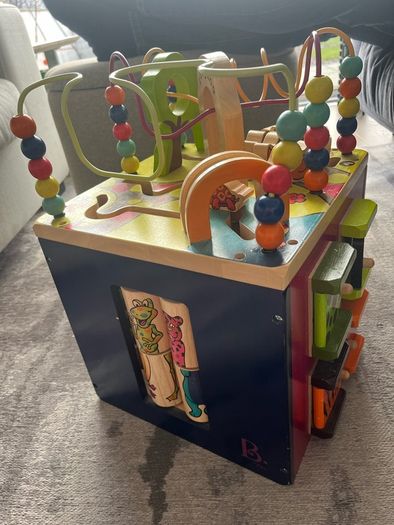 wooden activity cube