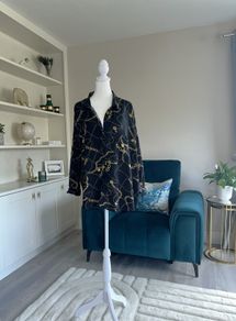 Ladies long-sleeved Black & Gold Blouse from Primark. Size UK size 16/ EU size 44