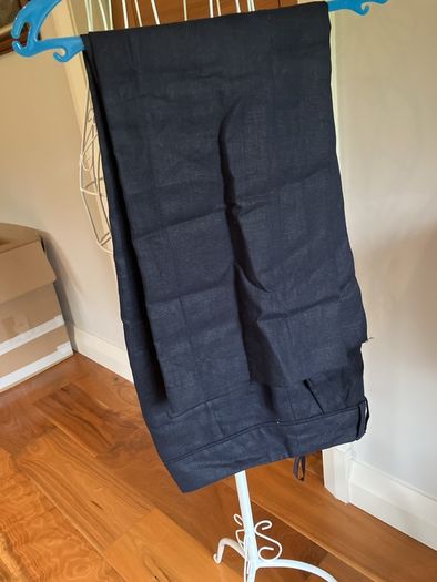 navy linen trousers
