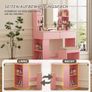 Dressing Table with Stool and Mirror, Dressing Table with LED Lighting with 3 Colours, Adjustable Brightness, Cosmetic Table with 2 Drawers, Open Compartments, Modern (Pink) Image 5