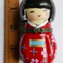 Vintage Japanese Friendship Doll in Red Kimono with Doll Trinket Porcelain Hinged Box Image 5