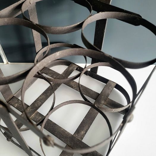 Vintage French metal bottle carrying crates